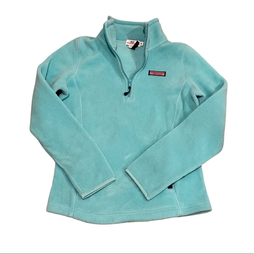 Vineyard Vines Turquoise Sherpa Half-Zip Pullover